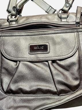 Relic Metallic Silver Shoulder Bag with Front Flap
